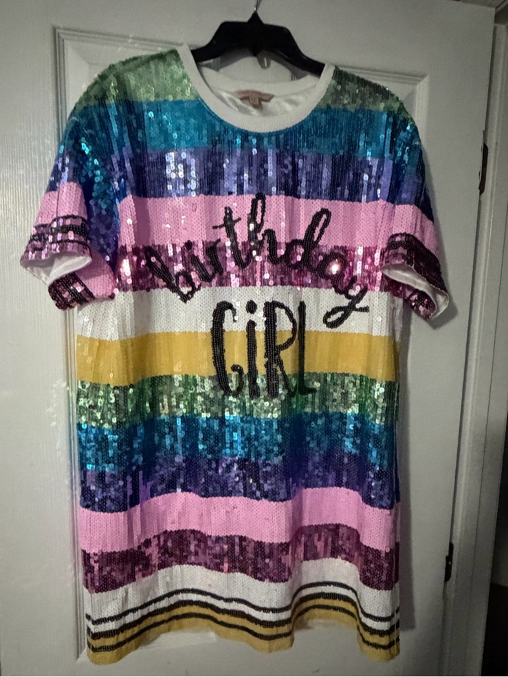 Simply Southern Sequin 'Birthday Girl' Multicolor Stripe Top